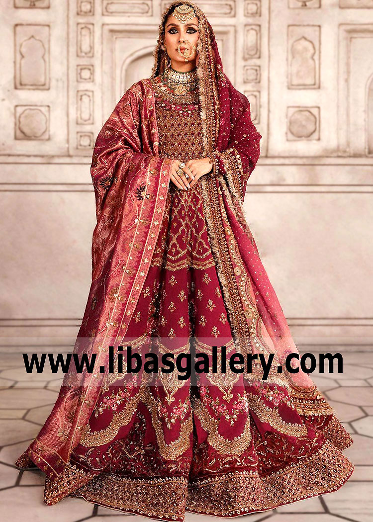 Pakistani Bridal Lehenga Choli Kingston London UK Latest Ayeza Khan Bridal Lehenga MNR Outlet