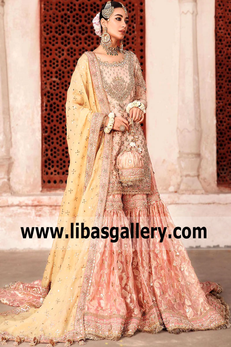 Pakistani Wedding Gharara Designs Austin Texas TX USA Ayeza Khan Designer Wedding Dresses Buy Online