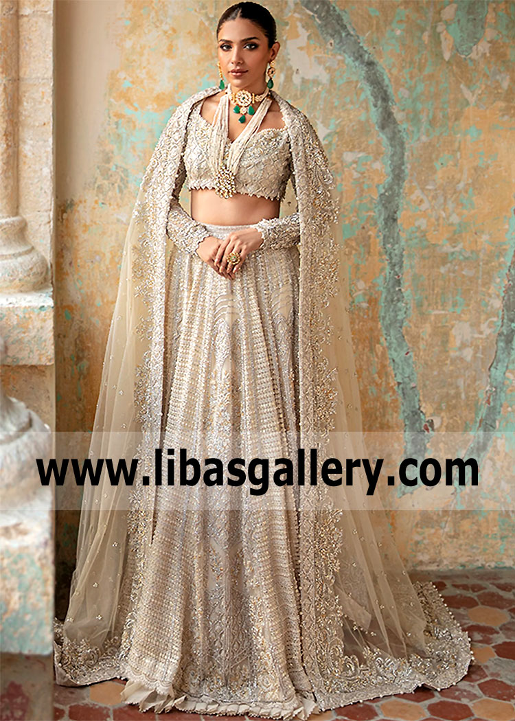 Traditional Bridal Wear with Puffy Lehenga Bath UK Designer Saira Shakira Bridal Wear Pakistan