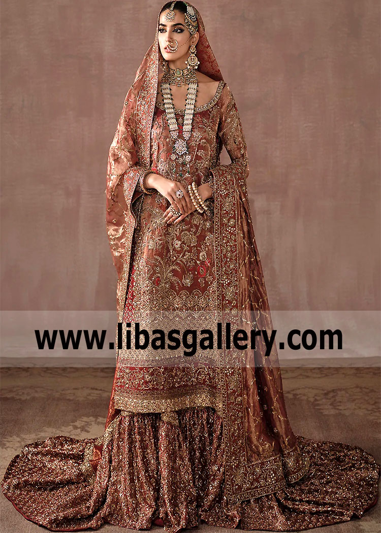 Love for Red Bridal Dresses Latest Trends Pakistan Designer Ammara Khan Bridal Dresses Gharara