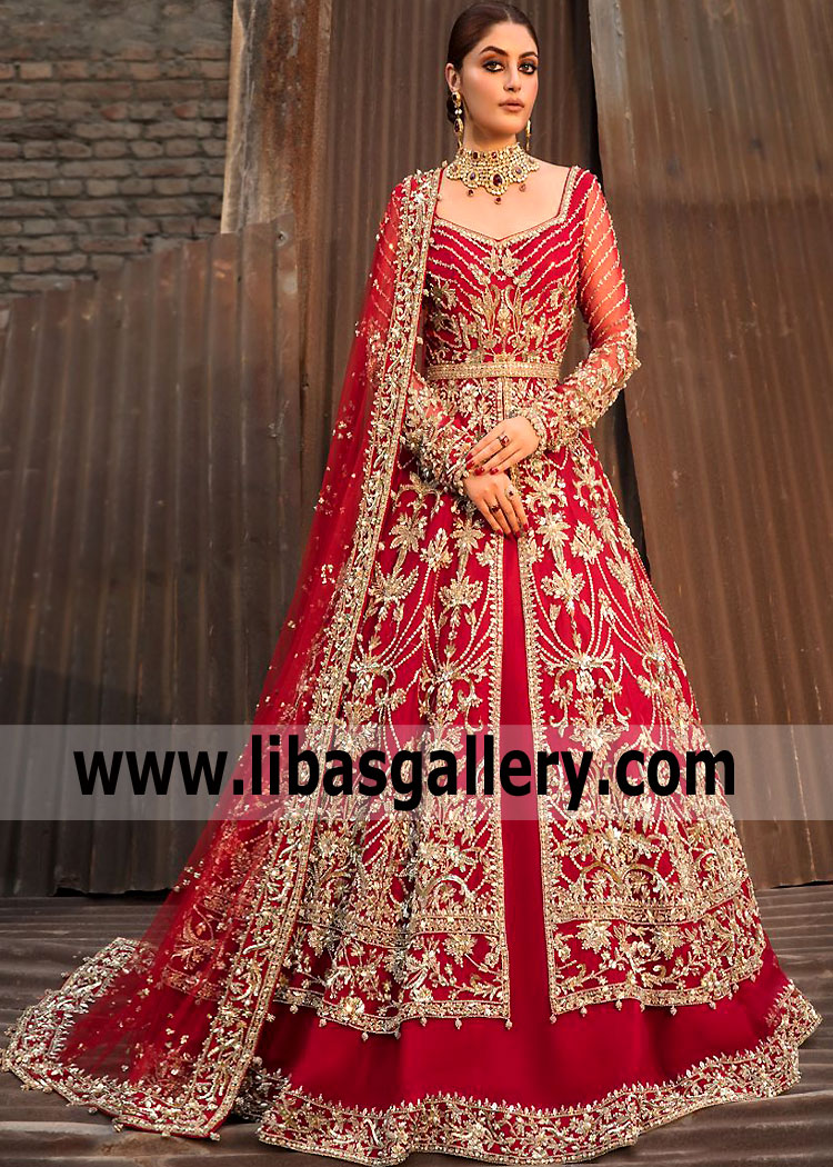 Traditional Red Bridal Dresses Bridal Lehenga Designs UK USA Canada Pakistani Red Wedding Dresses