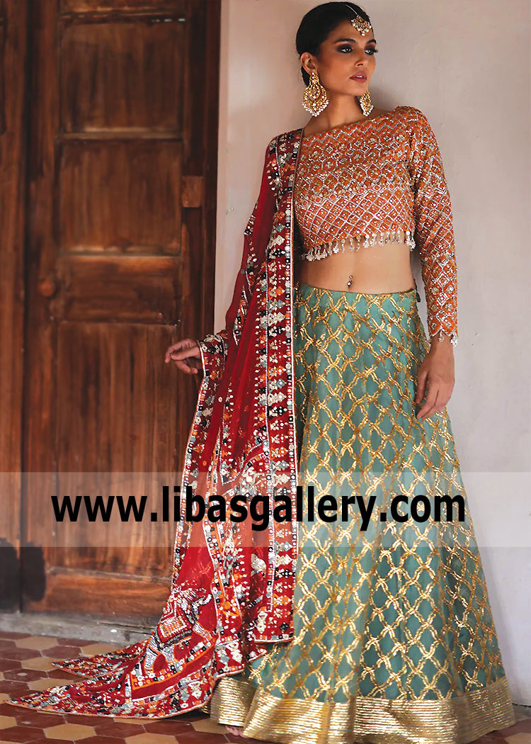Latest Nida Azwer Bridal Dresses Designer Bridal Lehenga Choli for Mehndi Sangeet with Price