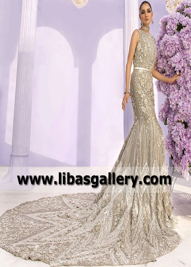 Long Train Mermaid Gown Richmond Hill New York USA Designer Wedding Dress Mermaid Gown Designs