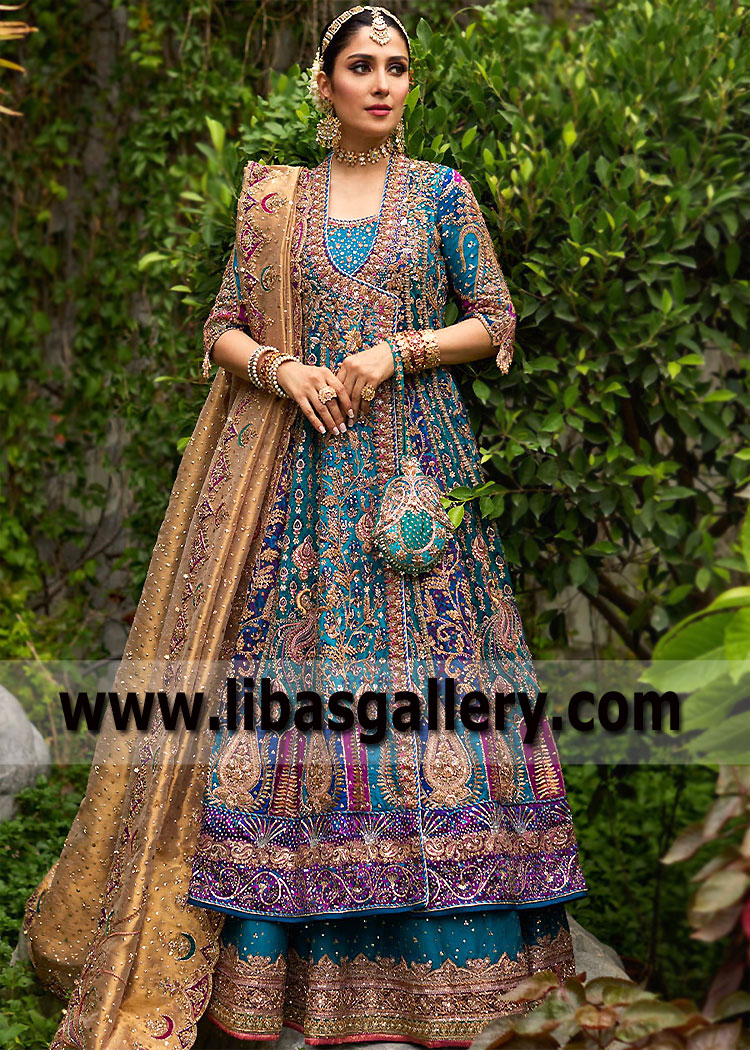 Pakistani Bridal Wear Angrakha Dress Sydney Australia Designer Farah Talib Aziz Bridal Angrakha Designs with price