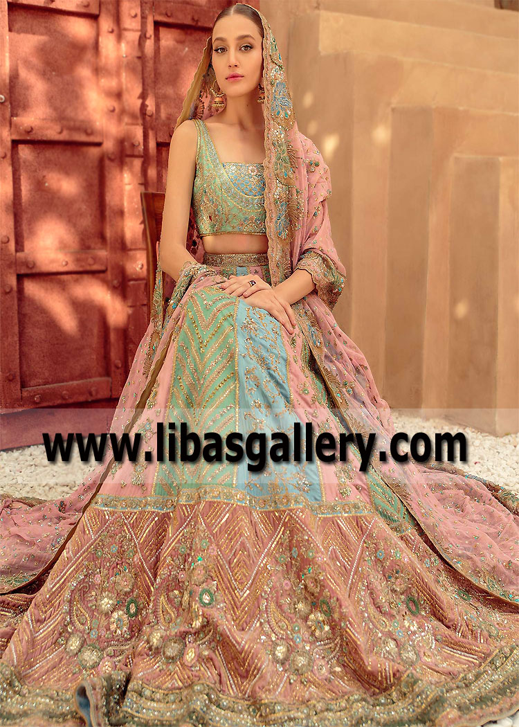Pakistani Bridal Lehenga Choli Designs UK USA Canada Australia Tena Durrani Bridal Lehenga for Walima