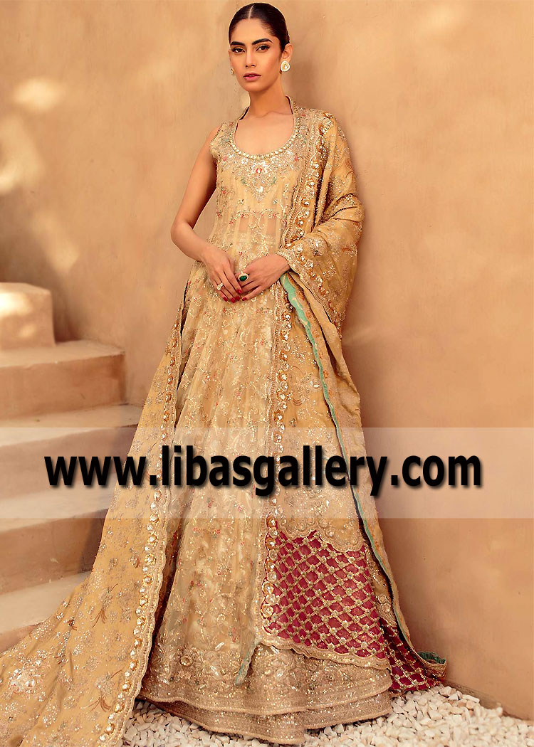 Pakistani Designer Tena Durrani Bridal Lehenga Oslo Norway Engagement Bridal Lehenga for Newlyweds