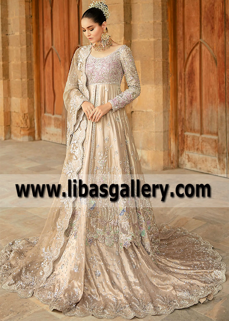 Light Gold Designer Lehenga Wedding Reception Lehenga Tena Durrani Latest Bridal Lehenga