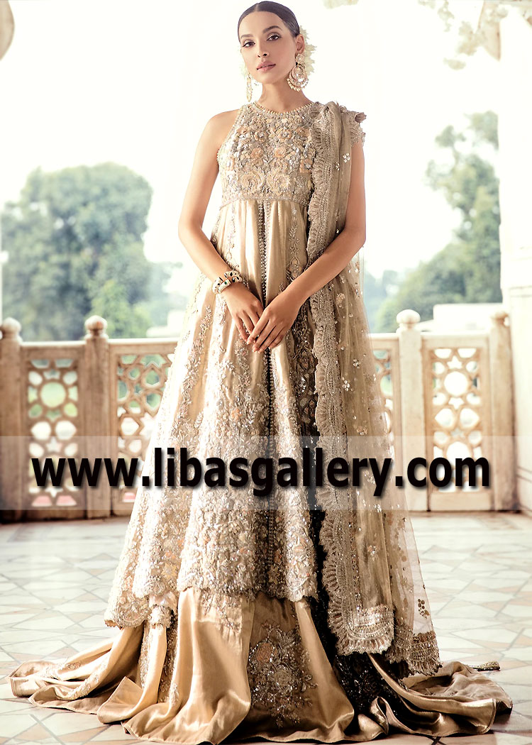 Pakistani Bridal Anarkali for Walima San Francisco California USA Tena Durrani Bridal Dresses