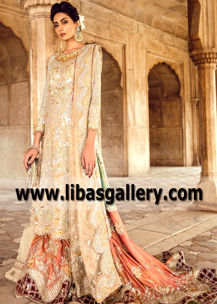 Pakistani Bridal Lehenga Bridal Long Train Tena Durrani Bridal Farshi Lehenga