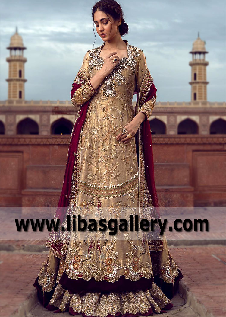 Best Gold Bridal Lehenga Bellerose New York NY USA Barat Lehenga Wedding Lehenga