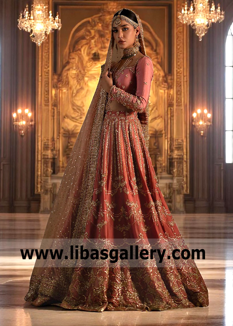 Buy Deep Coral Lehenga Choli Suits Chicago Illinois USA Bridal Lehenga Choli Suits Designs Pakistani