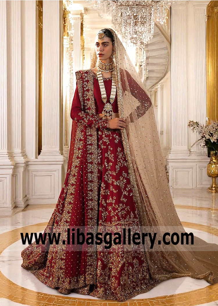Burgundy Bridal Lehenga Choli Oxford London UK Pakistani Designer Bridal Lehenga Choli Trend