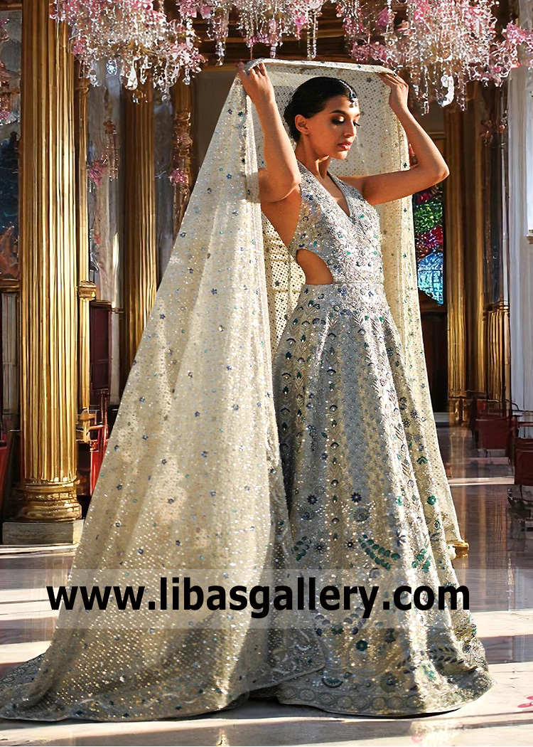 Backless Bridal Gown for a Queenly Vibe Wichita Kansas USA Pakistani Bridal Maxi Gown with Price