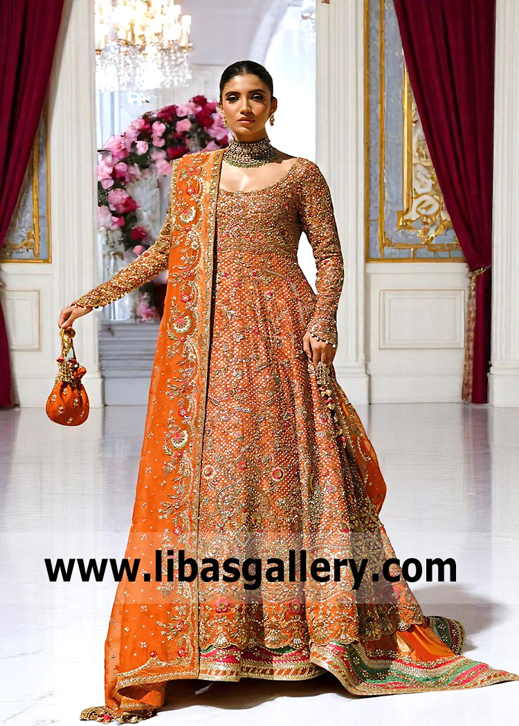 Rana Sultan wedding Pishwas and Lehenga Orlando Florida USA Pakistani Bridal Pishwas With Lehenga Dress