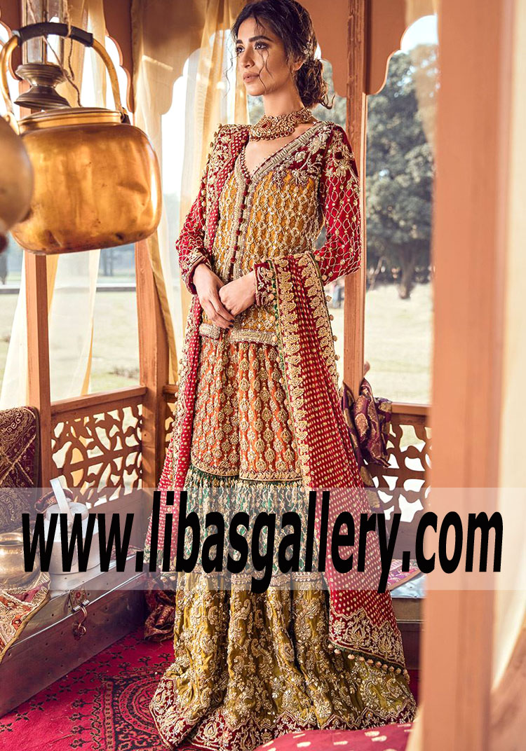 Inventive Bridal Gharara for Wedding and Special Occasions Virginia Maryland USA Latest Wedding Gharara Dresses