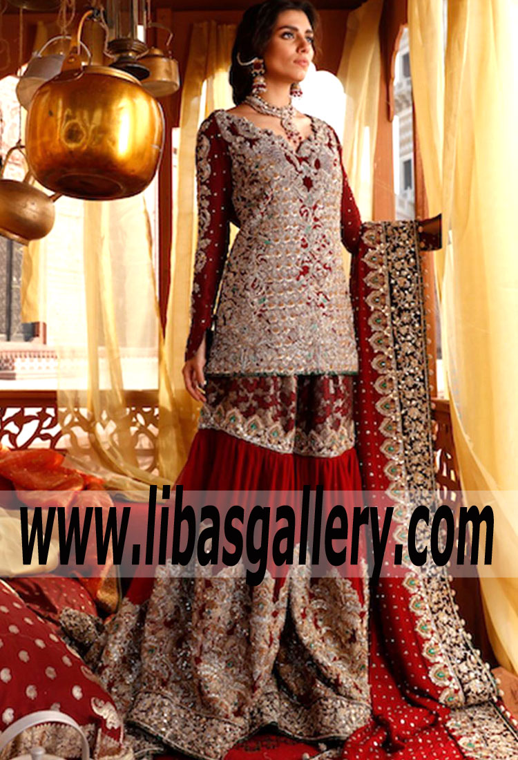 Latest Bridal Gharara Collection Jersey City New Jersey NJ USA Tabassum Mughal Bridal Gharara