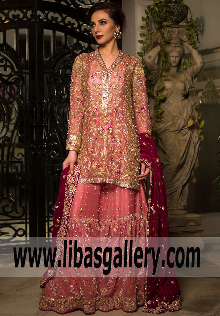 Nida Azwer Designer Bridal Dresses 2018 Collection USA, UK, Canada Shop Gharara Dresses