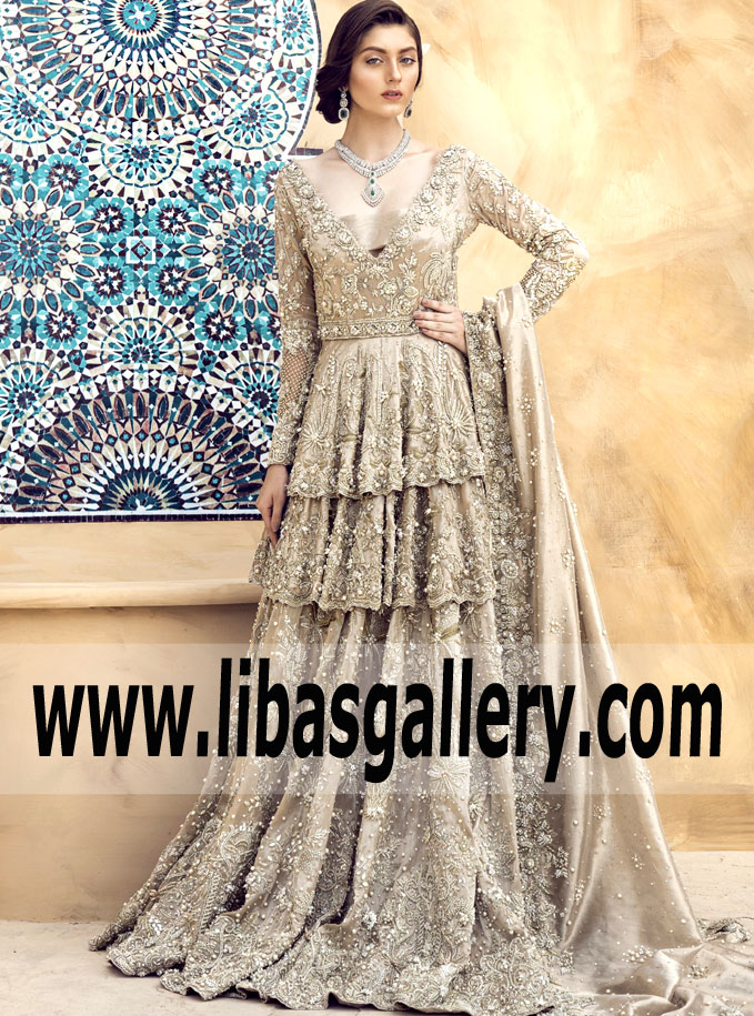 Suffuse by Sana Yasir Bridal Lehenga Glamorous Champagne Fog Dual ...