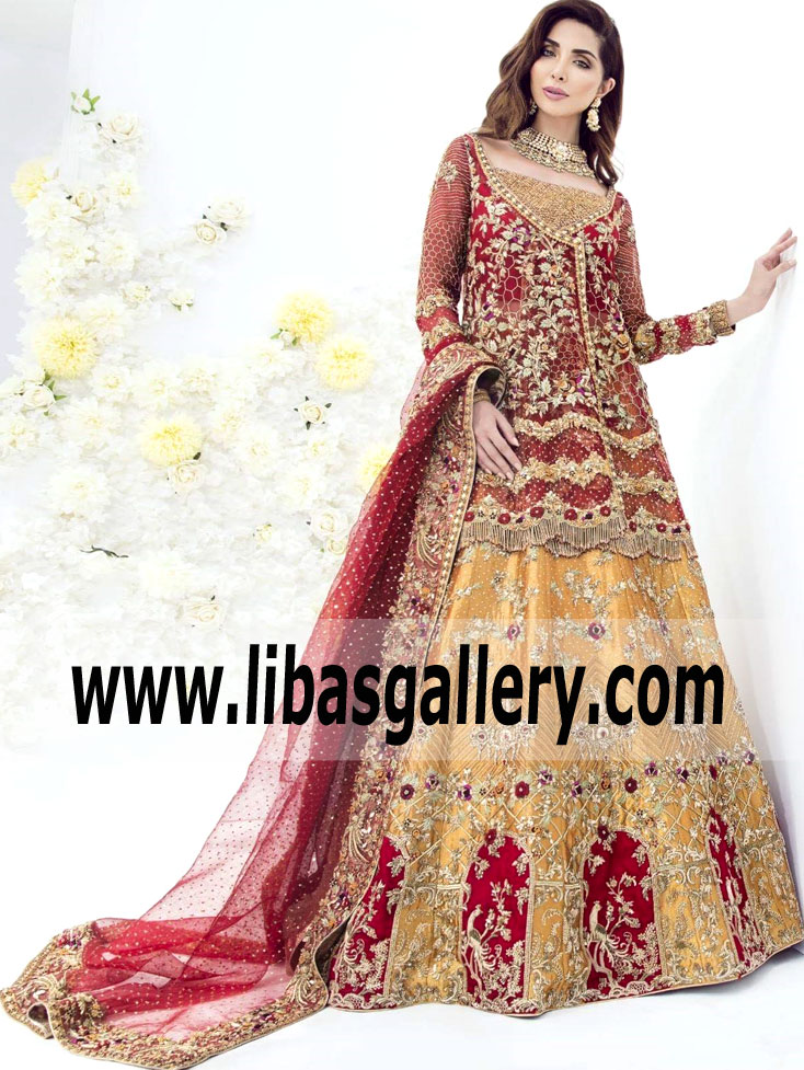 Farah & Fatima -  Heavy Embellished Bridal Lehenga in Red Color Bridal Lehengas Wedding Lehengas Website and Online Store
