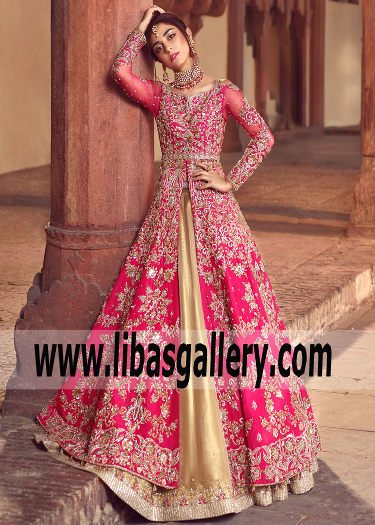 FAIZA SAQLAIN Bridal Wear Anarkali Phoenix Arizona USA Pakistani Bridal Wear Lehenga Shops