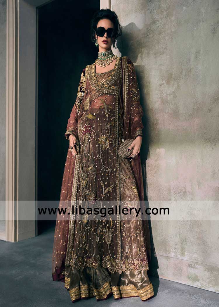 Brown Angrakha Style Special Occasion dress for bride mother | Occasion wear Brown Angrakha Style Special Occasion dress for bride mother | Occasion wear