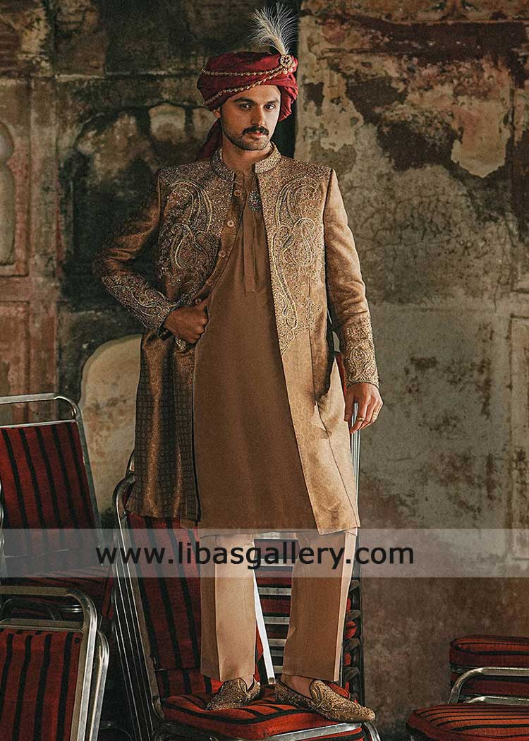 Jamawar Embroidered Groom Sherwani Brooklyn USA for Nikah day