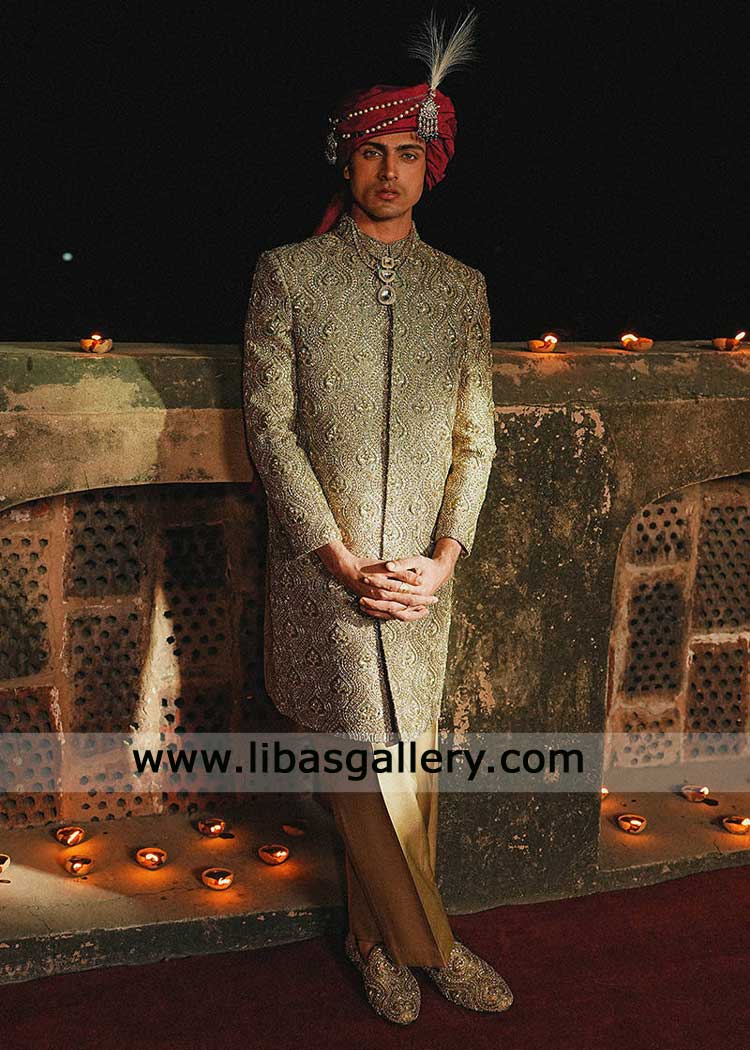 heavy hand Pakistani groom sherwani for nikah barat | latest wedding wear, heavy hand Pakistani groom sherwani for nikah barat | latest wedding wear,