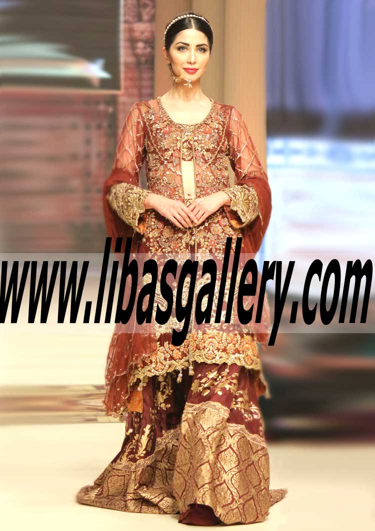 Saira Rizwan Occasion Wear Gharara Sharara Lehenga | Shop Occasion Wear | modern luxury, our Best of Saira Rizwan Telenor Bridal Couture Week collection Decatur Georgia USA