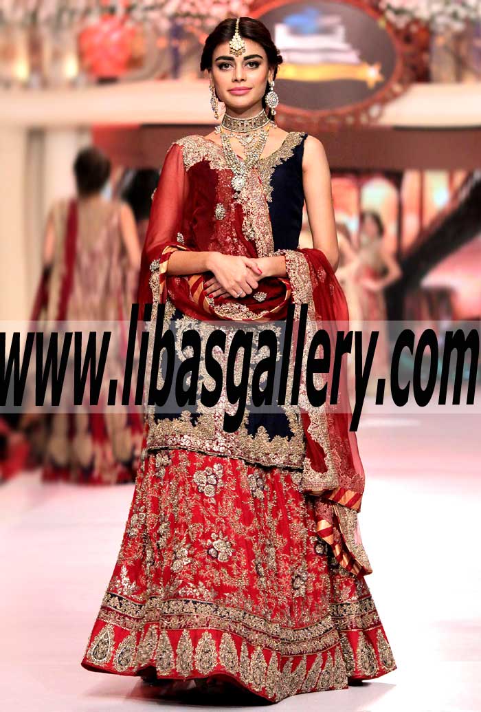 Any bride would be excited to wear HSY new Bridal Lehenga Dress, glorious embellishments Wedding Banarasi Jamawar Lehenga Collection from Telenor Bridal Couture Week Brisbane Australia