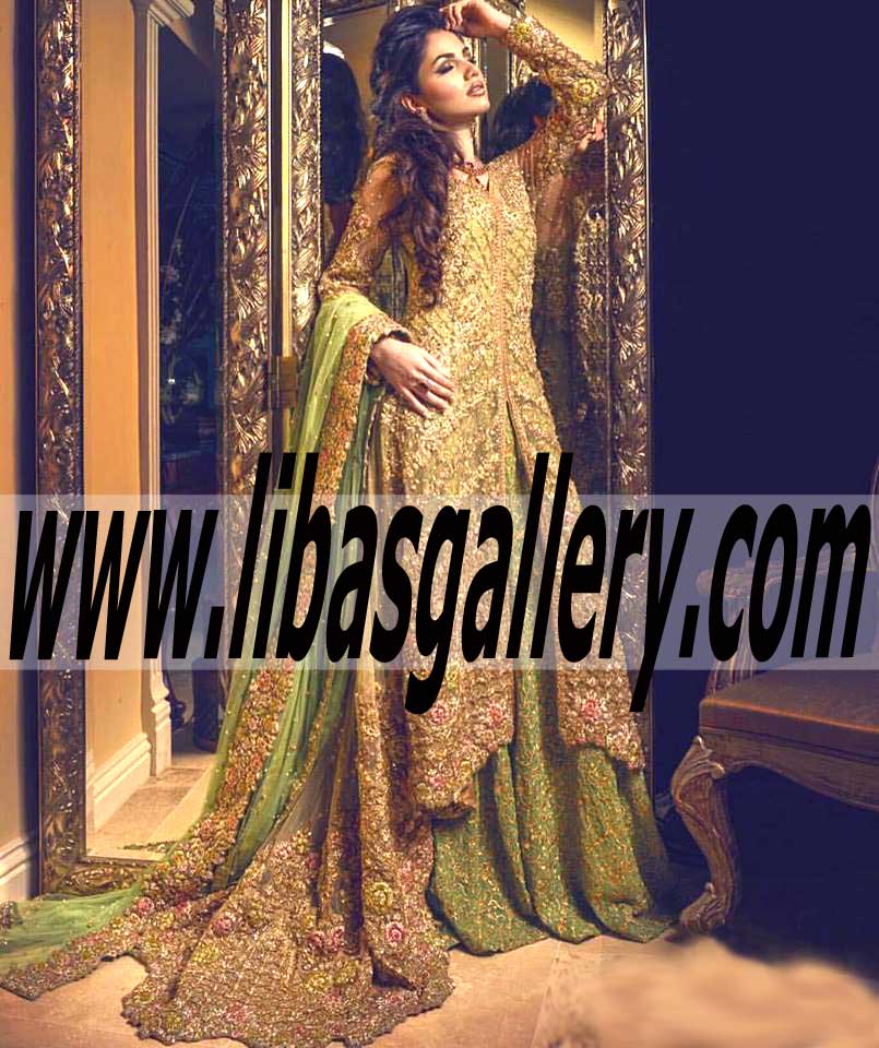 Designer Saira Rizwan Wedding flared Gown New Styles, The Latest Wedding Gown Trends from 2016 2017 New Collection fast delivery in Ilford UK