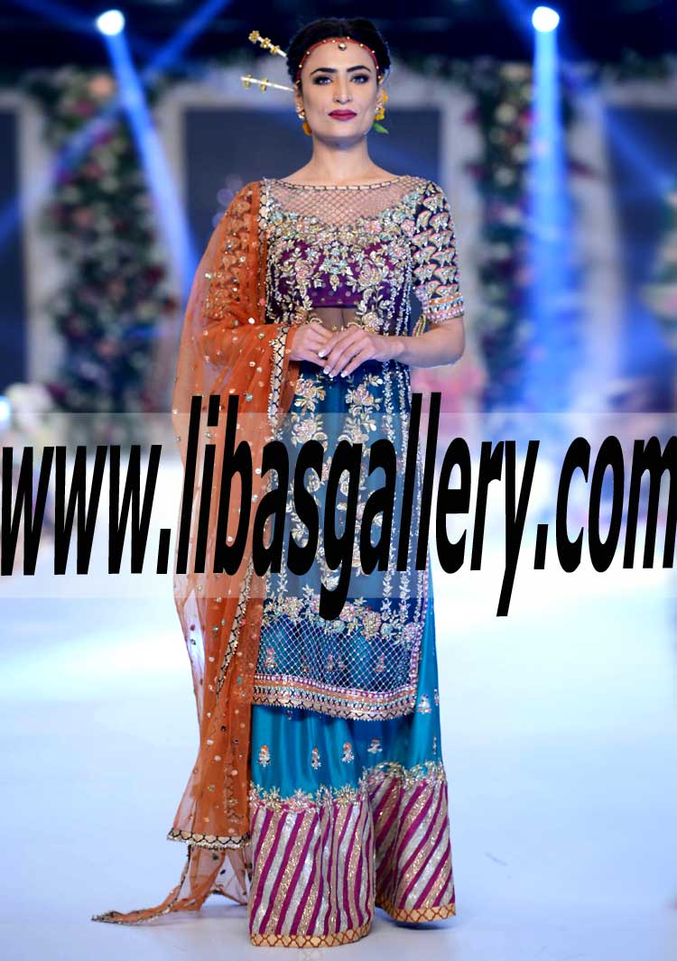 Karma Wedding Dresses 2016 2017, Karma Grandiose Farshi Lehenga Farshi Gharara Spring Summer Collection from PFDC LOreal Paris Bridal Week, FAST shipping in Diamond Bar California CA USA