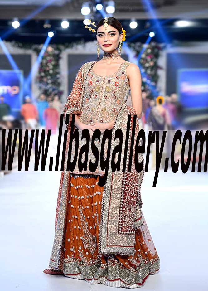 Beautiful Bridal Dress, Bridal LEHENGA for Wedding occasion by top Designer designer Karma at PFDC LOreal Paris Bridal Week | The Wedding Shop libasgallery.com FREE Shipping in Beverly Hills California CA USA