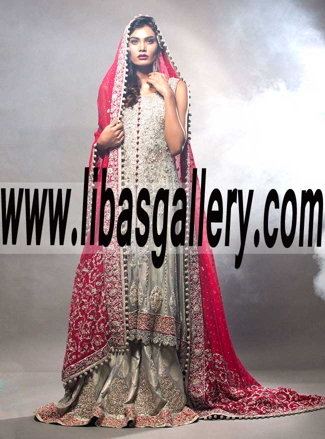 Designer Zainab Chottani Walima Anarkali Wedding Dress with Lehenga Anarkali Dress for Bride UK USA Canada