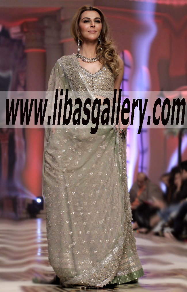 Umar Sayeed Bridal Wear 2015 Heavy emebllished bridal lehenga dress for women At Telenor Bridal Couture Week 2014 - 2015 in usa, uk, london, canada, saudi arab