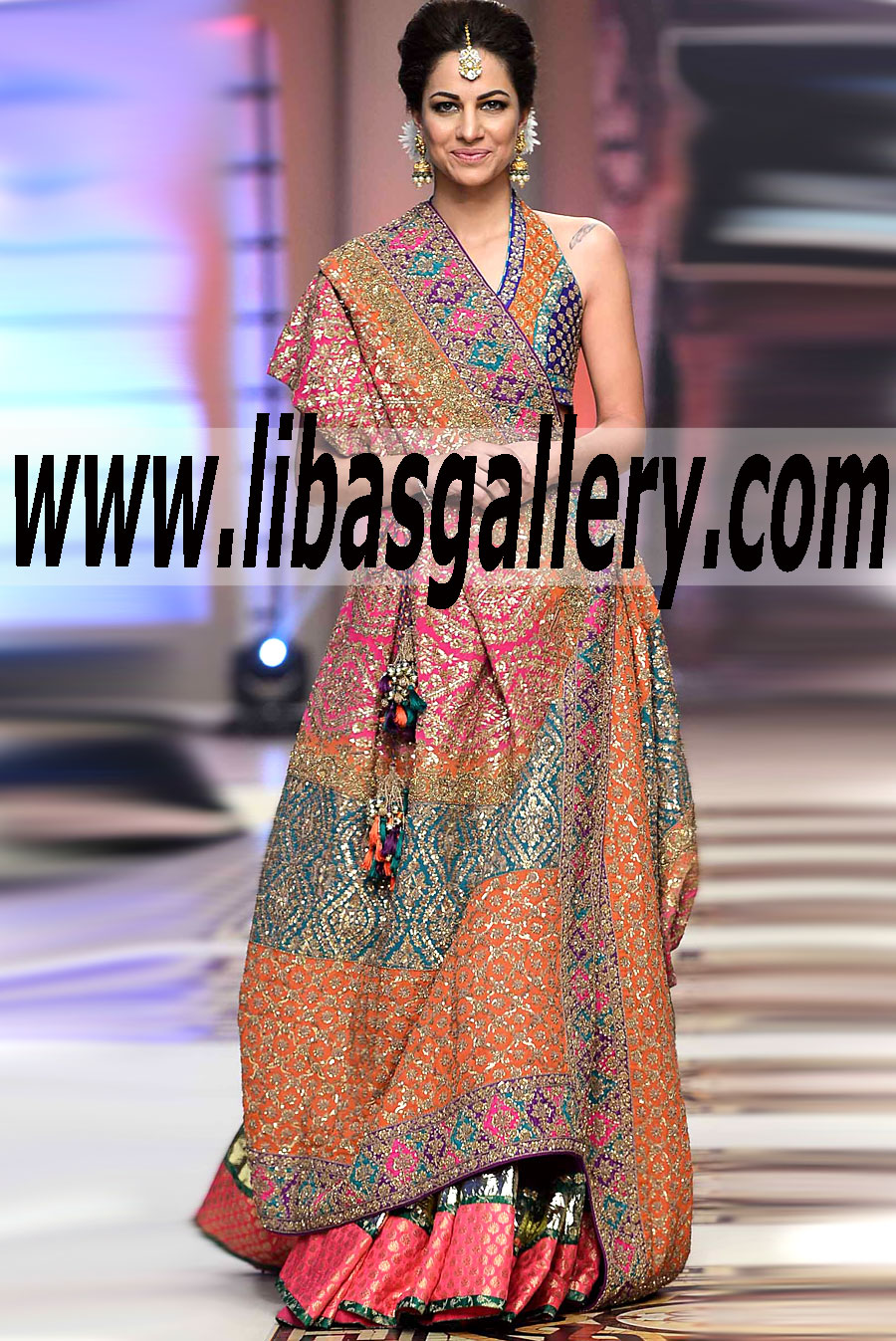 Umar Sayeed Bridal Wear 2015 wedding sharara dress for brides Online from Telenor Bridal Couture Week 2014 - 2015 in Indian UK USA Canada Online Shop We Deliver Worldwide