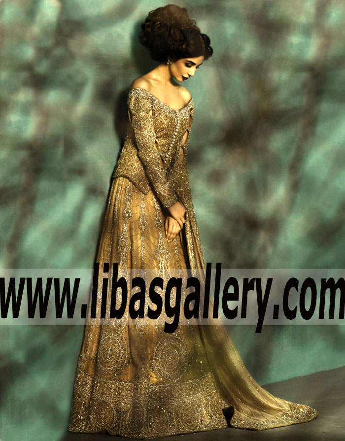 Pakistani Designer MEHDI Bridal Dresses 2017 | Bridal Collection | Heavy Embellished Lehenga Choli | Manchester UK Online Shopping | Discount 20-30% | libasgallery.com
