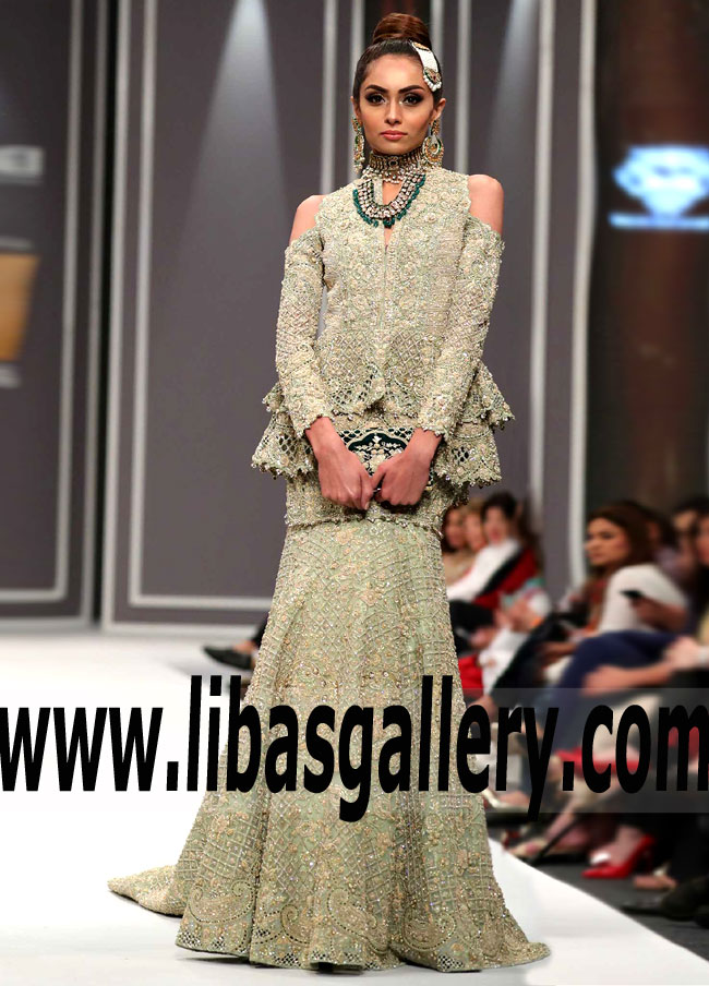 peplum pakistani wedding dress