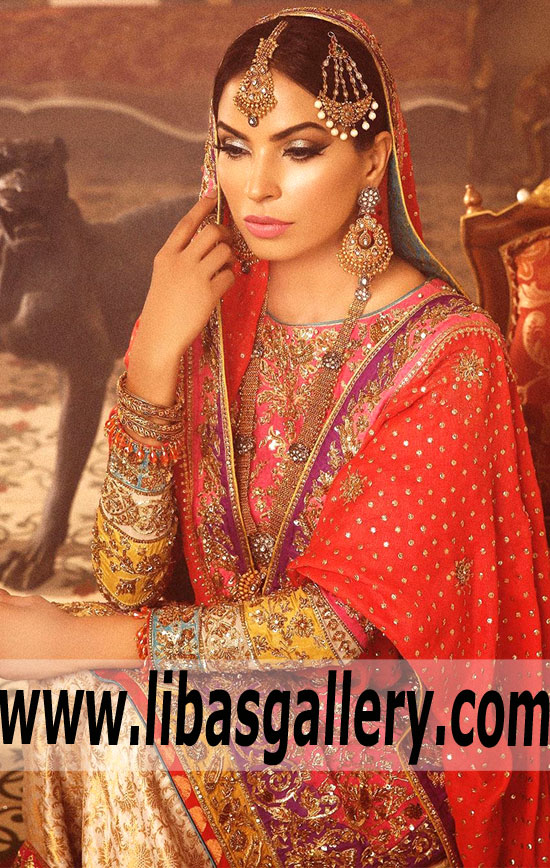 red banarsi gharara