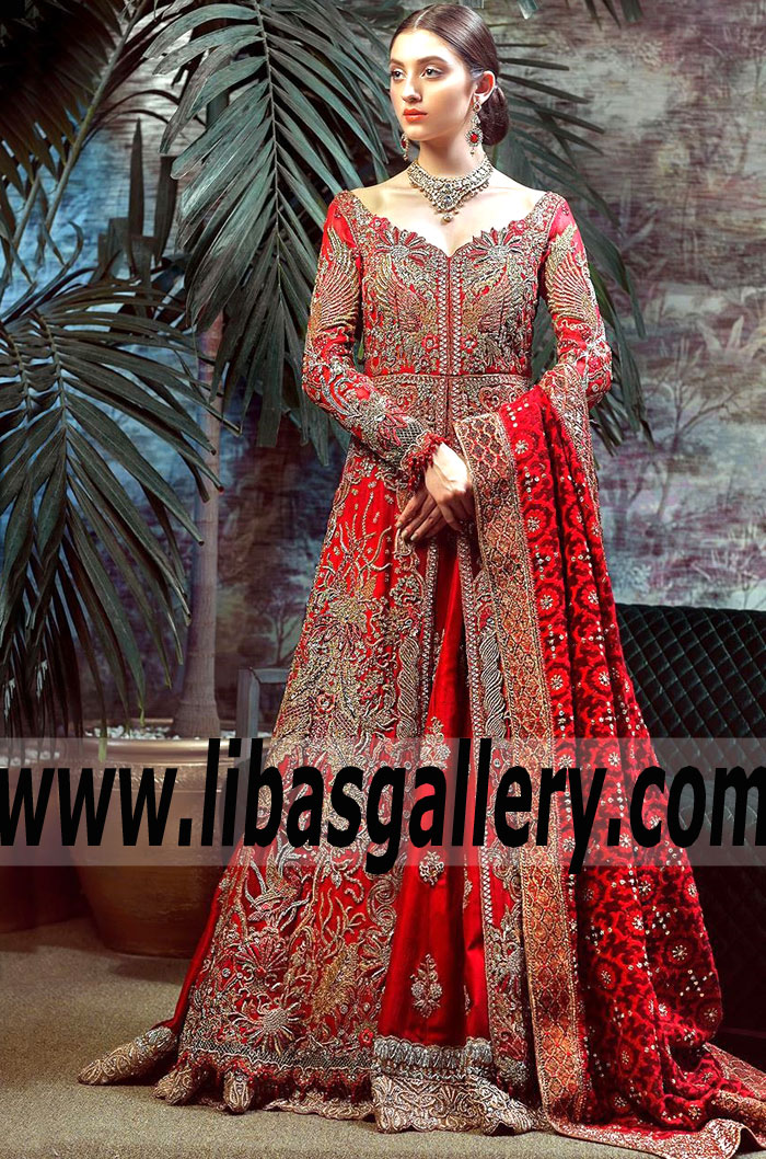 New Style Traditional Bridal Dress Chicago Illinois IL USA Red Zantedeschia bridal Lehenga- Tena Durrani
