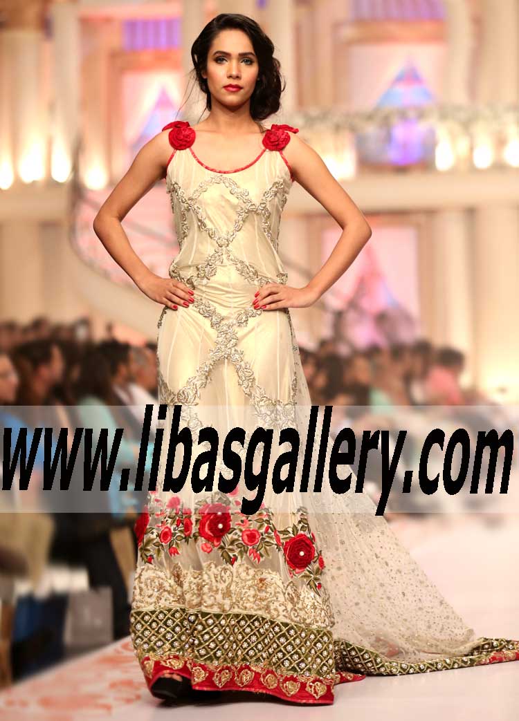 2016 2015 Telenor Bridal Couture Week Maxi Dress by Pakistani Designer Tabassum Mughal Birmingham UK