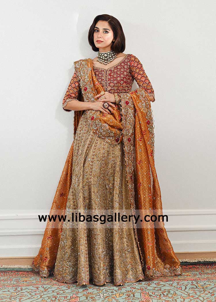 Buy Gold bridal lehenga with deep red choli for grand wedding-Modern wedding Lehenga Choli with Dupatta UK USA Canada Australia Buy Gold bridal lehenga with deep red choli for grand wedding-Modern wedding Lehenga Choli with Dupatta UK USA Canada Australia