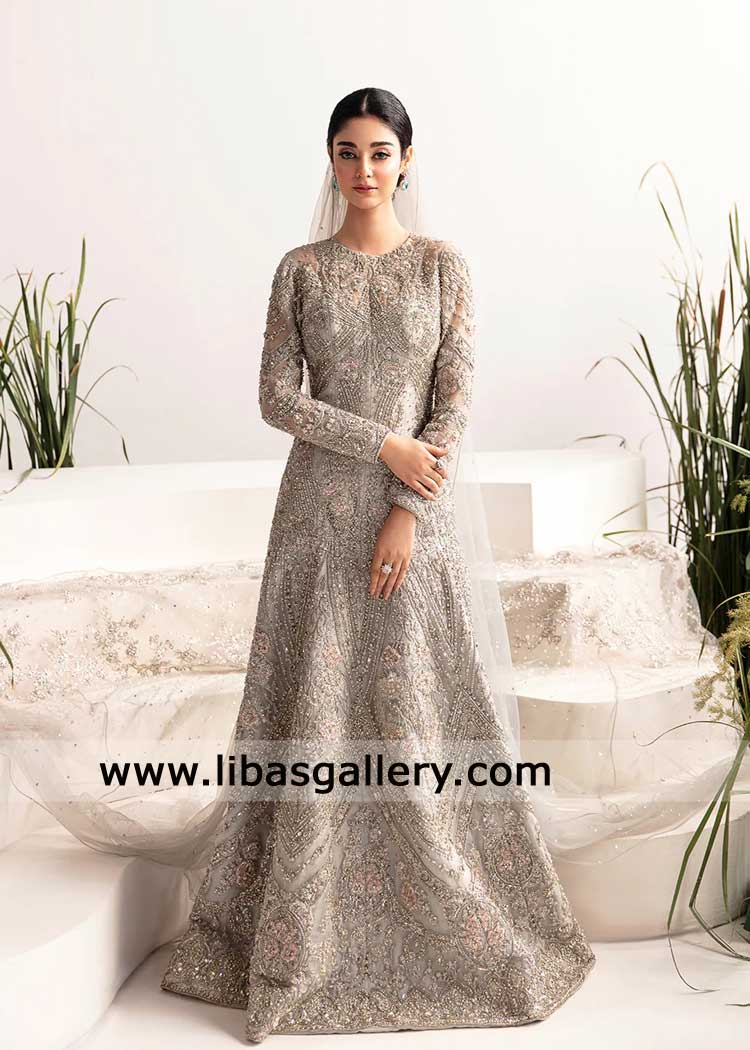 Mermaid lehenga in grey with heavy hand embellishment for wedding- Mermaid wedding wear UK USA Mermaid lehenga in grey with heavy hand embellishment for wedding- Mermaid wedding wear UK USA