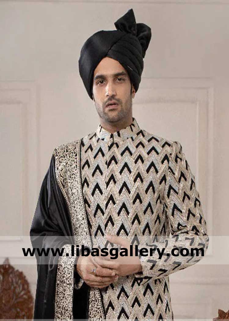 Black pretied wedding turban for men nikah day with shamla light shining tissue silk high quality fabric tightly wrapped shadi pagri calgary toronto canada