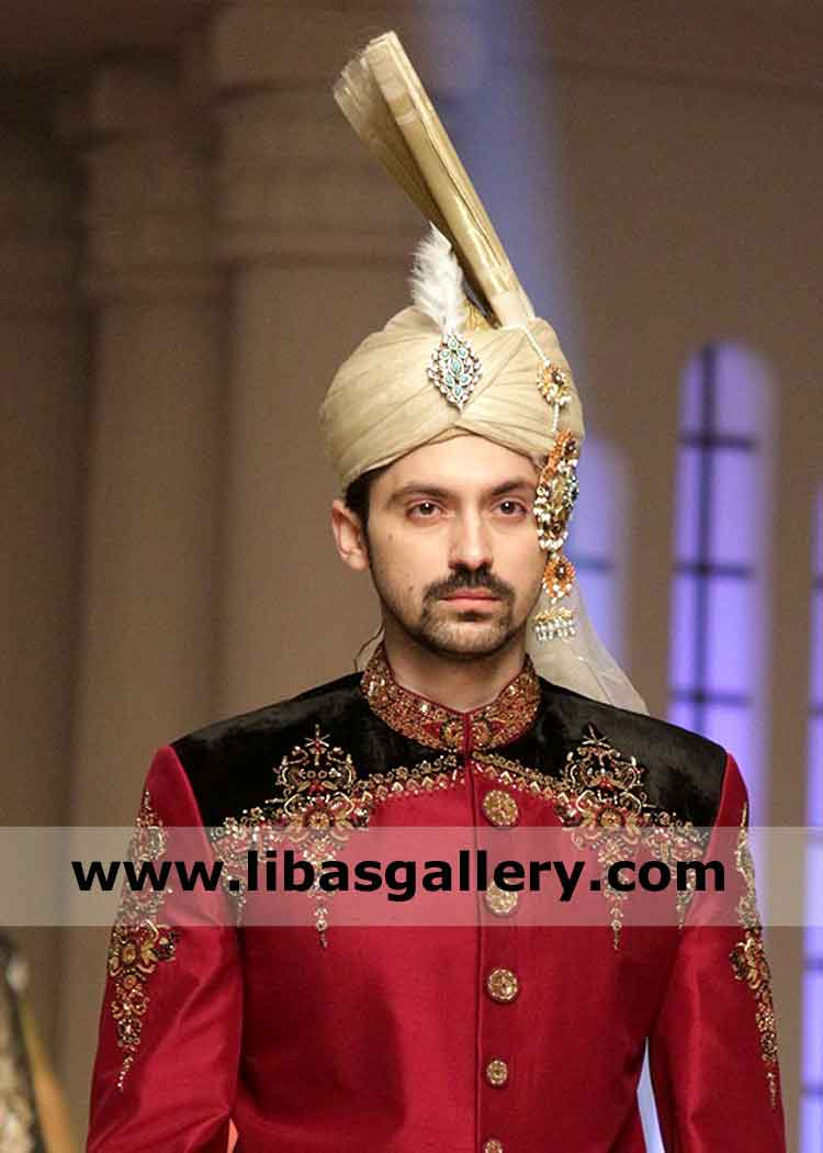 Men latest wedding turban tight wrapped in high quality Organza Fabric available with jewelry pc brooch fast postage UK USa Dubai