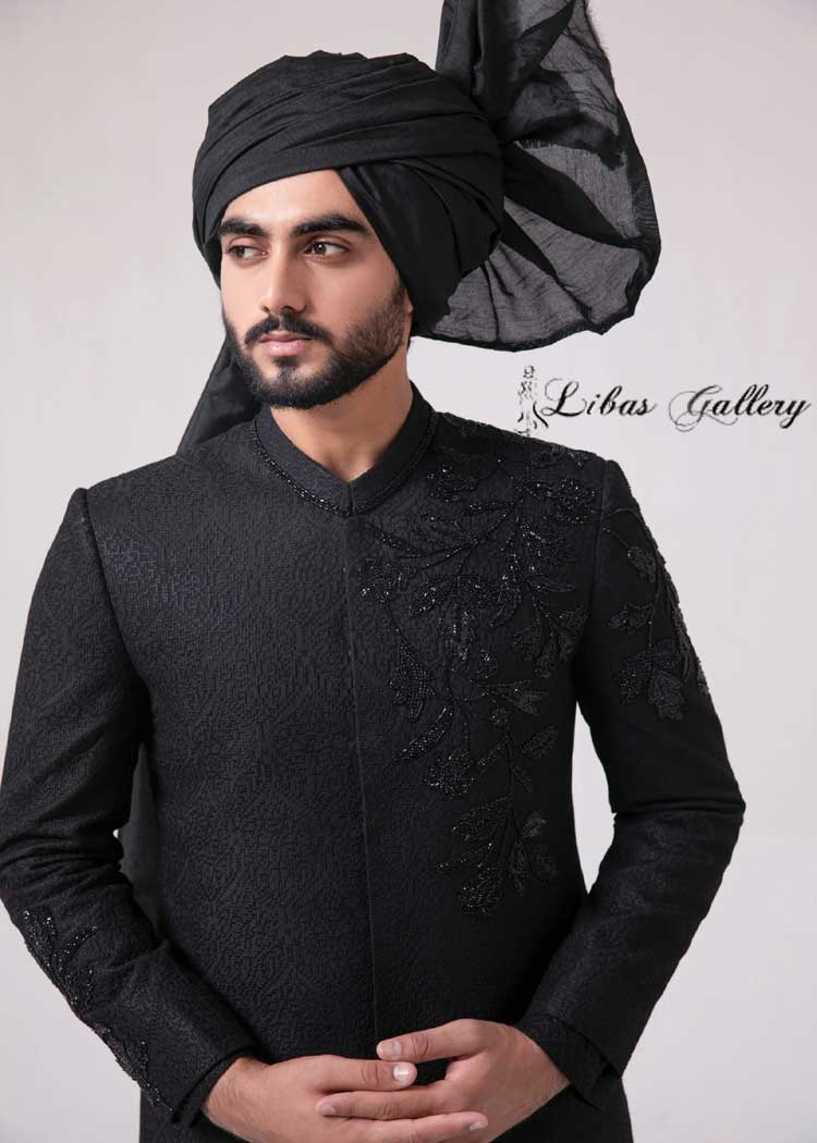 Groom wedding turban in Black Organza Fabric for Nikah ceremony shop latest collection Turban styles for Oklahoma City Houston Phoenix USA