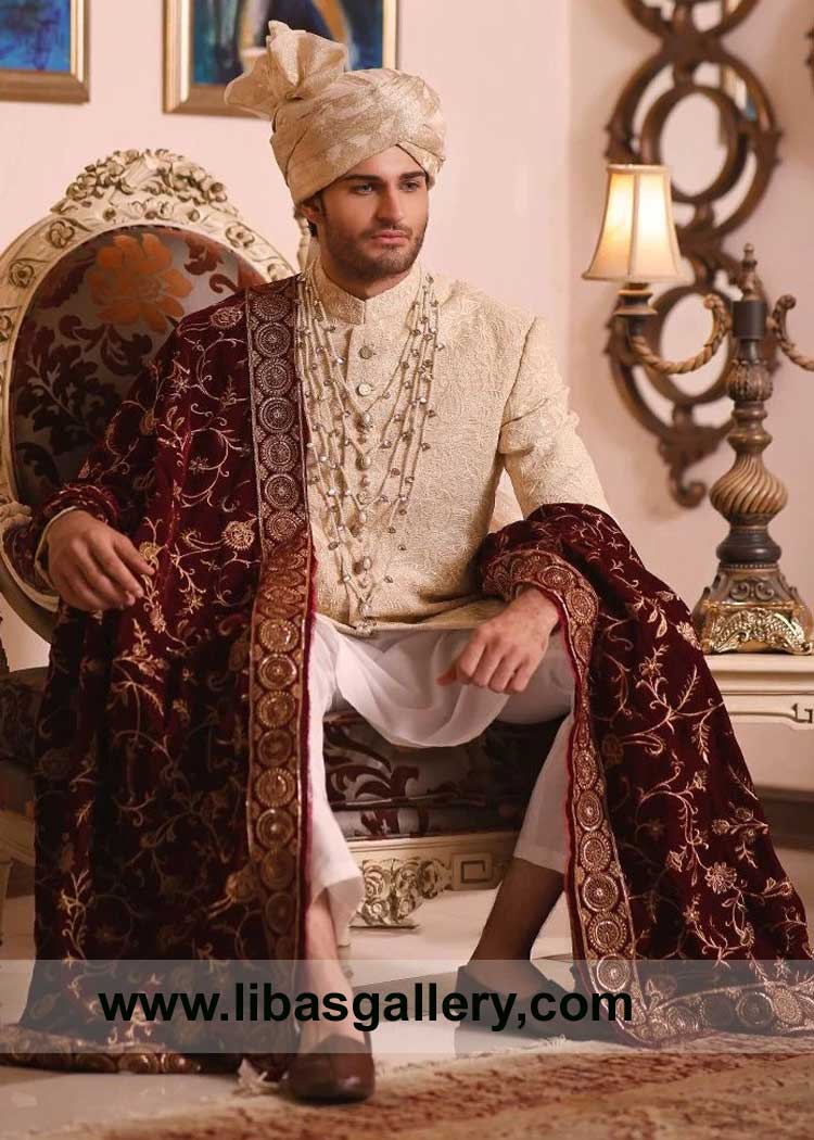 Beautiful light shade Groom wedding turban to wear on sherwani at Nikah day UK USA Canada Dubai Australia