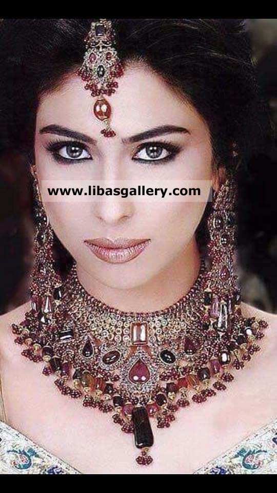 heavy bridal jewellery choker earrings bindiya great excitement for bride on nikah barat moments sugar land texas USA