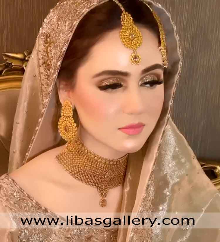 Beautiful Gold Plated Bridal Jewelry Set Design for nikah and barat day uk usa canada