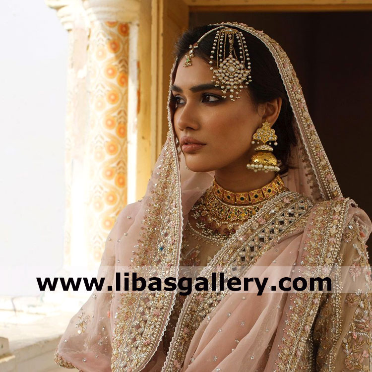 Heart appealing bridal jewellery set for nikah walima including double style necklace jhumer tika and earrings buy online now chicago texas usa