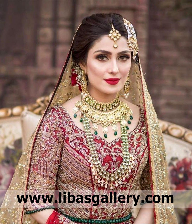 Pakistani Golden Wedding Jewelry Indian Bridal Kundan Style Jewellery Necklace 